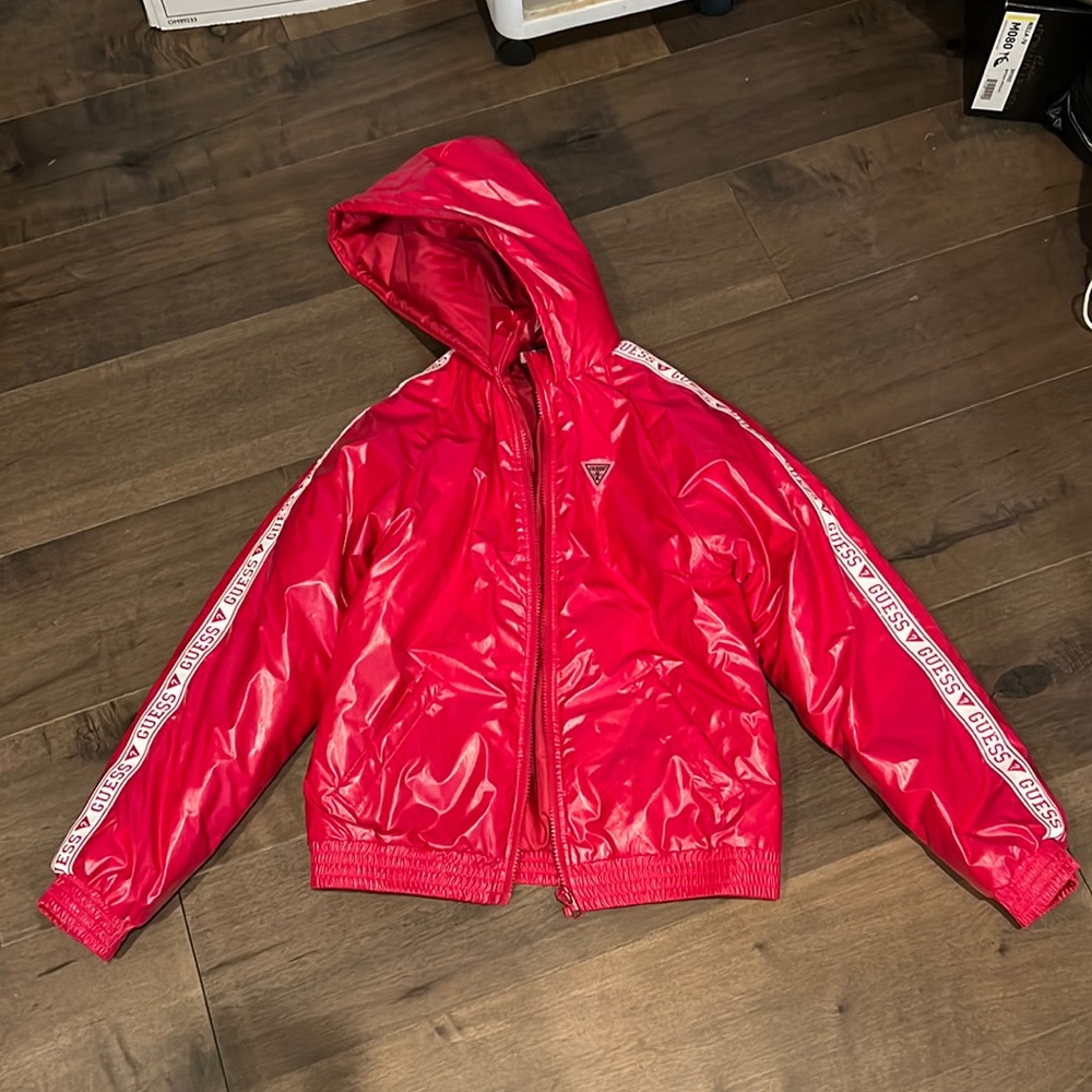 Pink with subtle sparkles Girls size 16 Guess jacket. Only worn once.